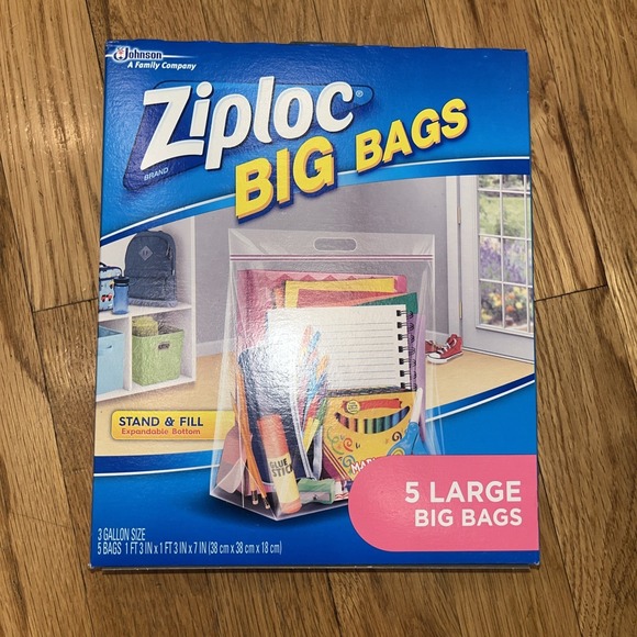 Ziploc Other - Ziploc Big Bags Large Size 3-Gallon Heavy Duty Zipper Storage 15" x 15" 5-Pack